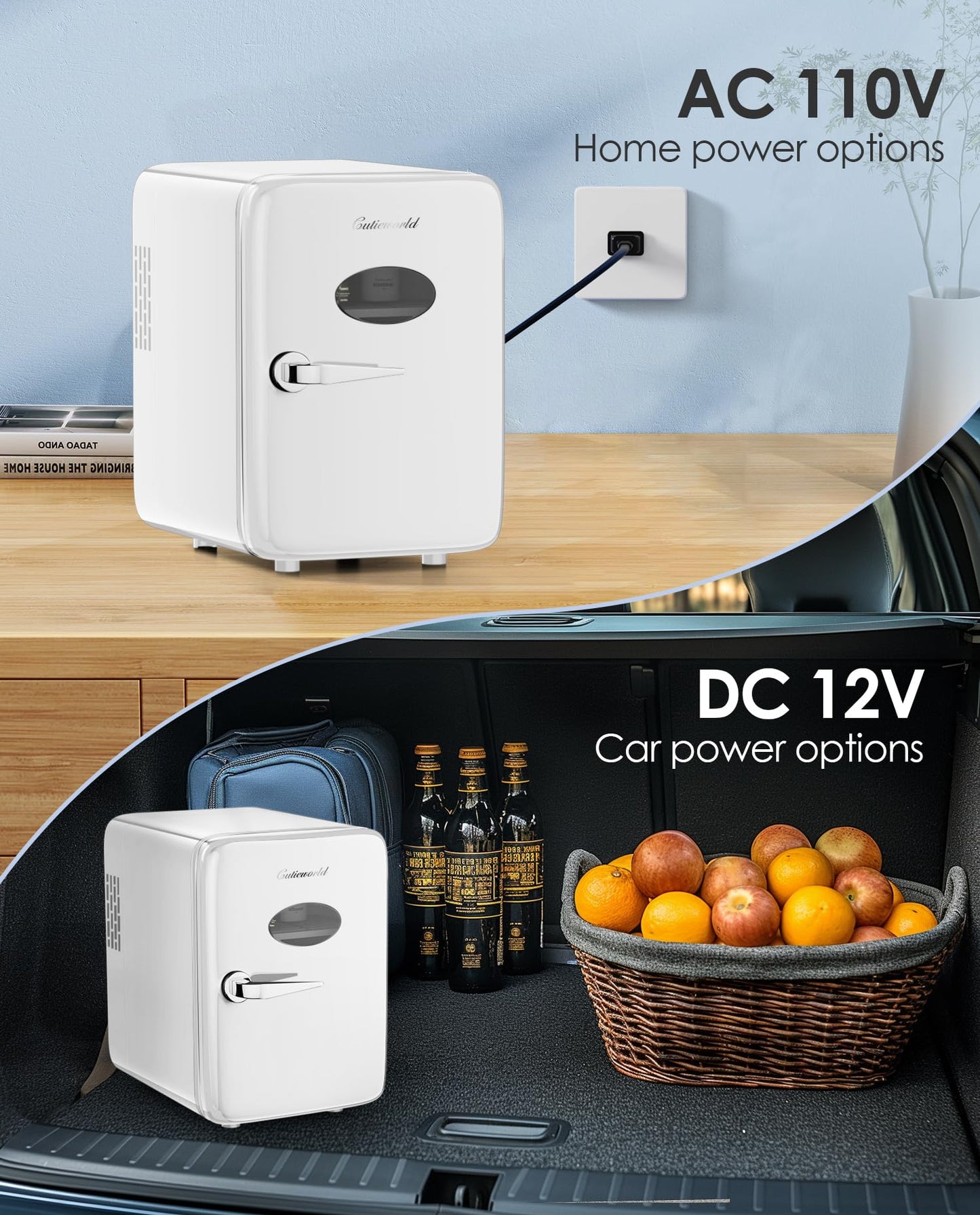Skincare Fridge With Dimmable LED Light Mirror, 4L Mini Fridge For Desktop, Travel or Cool & Heat, Makeup Fridge for Cosmetics, Skin Care and Food, Green