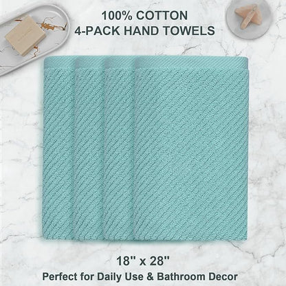 Teal Hand Towels for Bathroom, Bathroom Hand Towels Set of 4, Large 18" x 28"