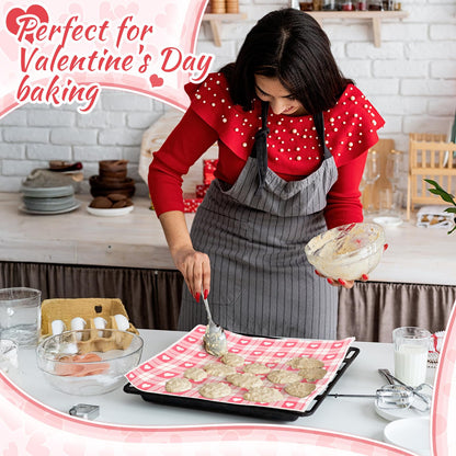 Honeydak 150 Pieces Valentines Wax Paper Sheets Heart Decorative Parchment Sheets Food Basket Liner Greaseproof Paper Liners for Baking Valentines Day Party Favors(Pink Plaid Heart)