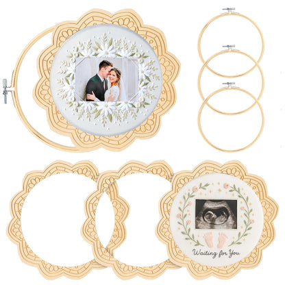 4 Sets Wood Embroidery Hoop Frame 8 Inch Embroidery Display Frame Large Round Wooden Embroidery Frame for Finished Cross Stitch Hoop Frame DIY Decor Sewing Ornaments