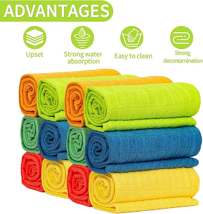 HELOMOR 12 Extra Large Microfiber Cleaning Cloths, Reusable Multi-Purpose