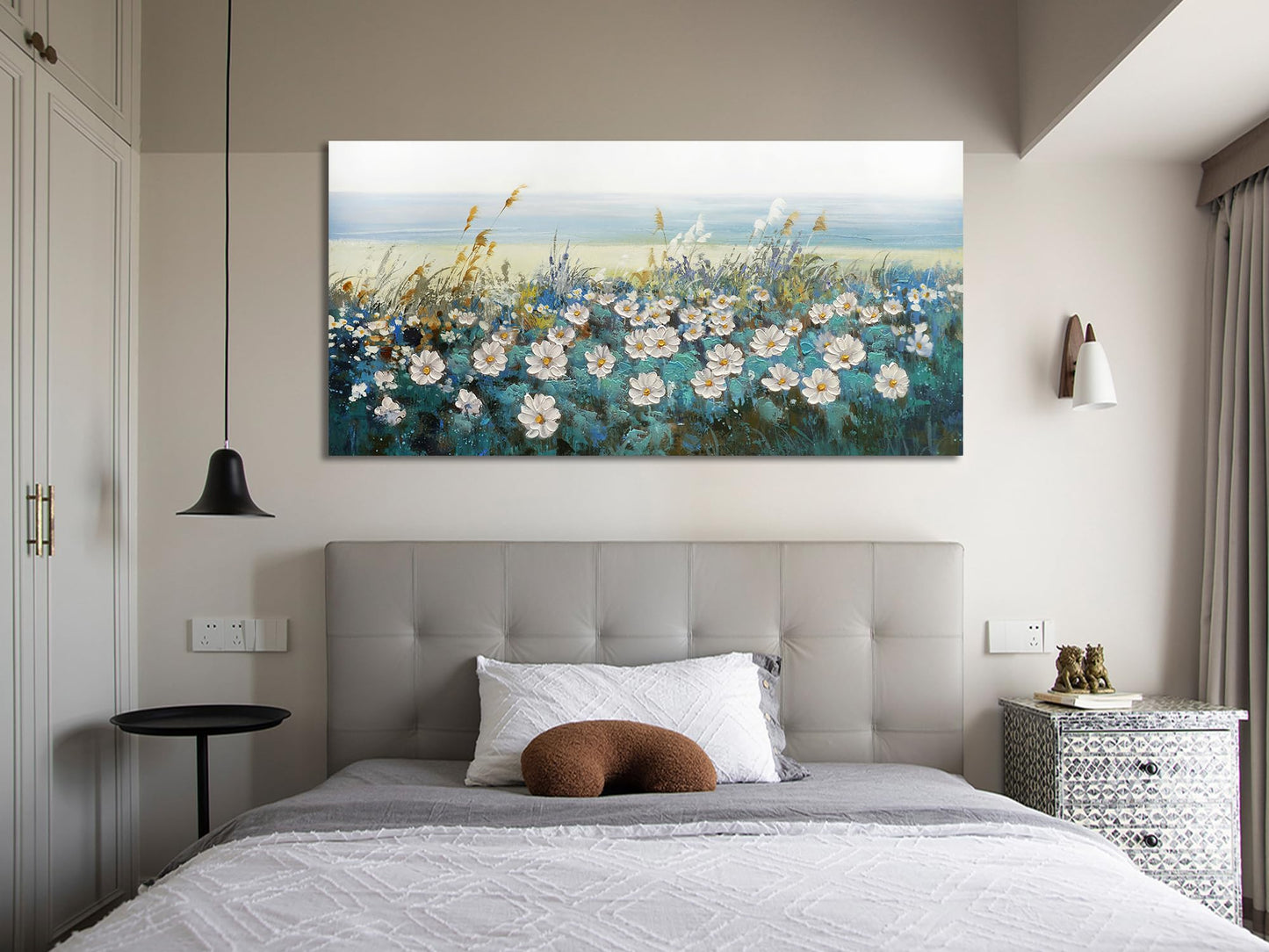 Arjun Tree Wall Art Canvas for Living Room Blue Tree of Life Nature Teal Abstract Textured Painting Picture Modern Panoramic Landscape Artwork Framed Bedroom Home Office Decor, Large Size 40"x20"