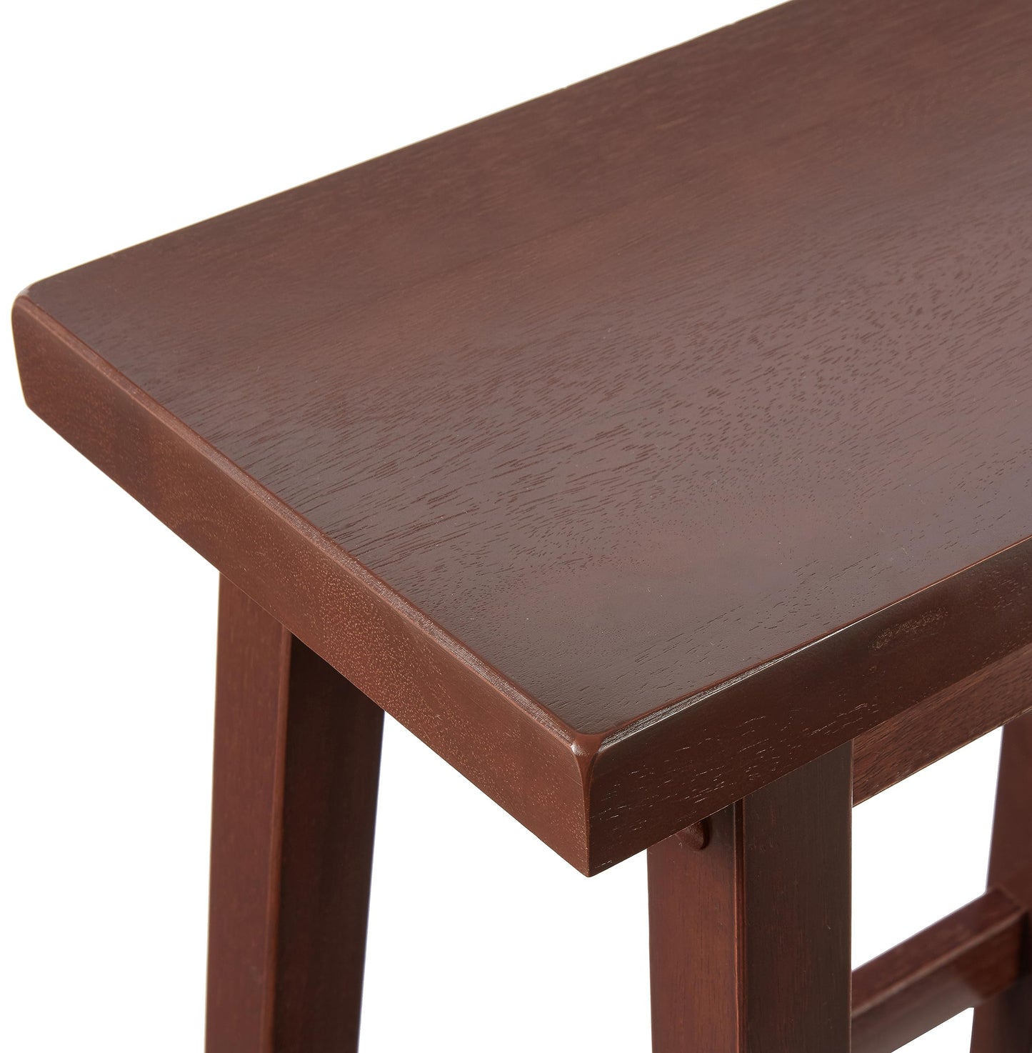 Amazon Basics Solid Wood Saddle-Seat Counter Height Bar Stools for Kitchen Island with Footrest, 24-Inch Height, Walnut, Set of 2