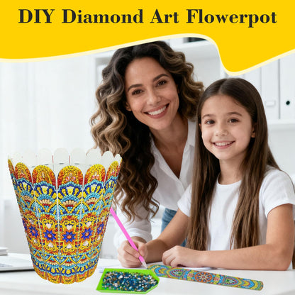 GREENCRUISE Diamond Art Kits for Adults, DIY Flowerpot Diamond Art, Diamond Painting Kit, Ideal Desktop Thoughtful Female Gifts for Living Room Home Decor,2pcsPuYe