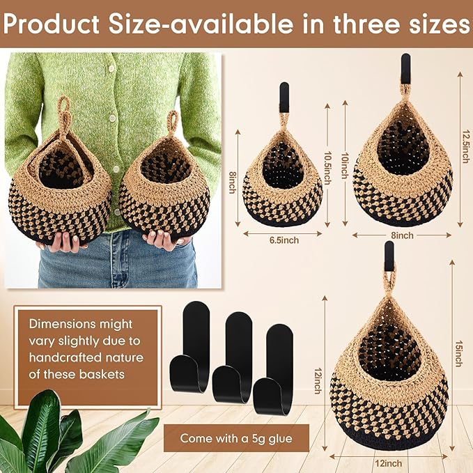 Honeydak Boho Decor Hanging Wall Baskets