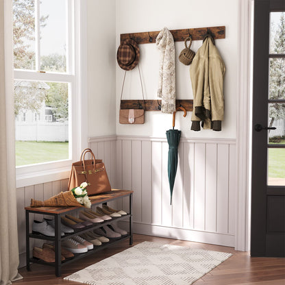 HOOBRO Extra Large Hall Tree with Shoe Bench and Coat Rack, Wood and Metal, 39.4"L x 14"W x 71.7"H