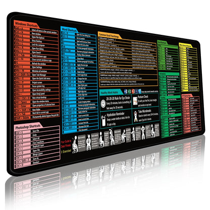 Excel Cheat Sheet Mouse Pad,Extended XL Mousepad(31.5" x 11.8"),Excel/Word/Power Point/Windows Mousepad,Non-Slip & Waterproof & Stitched Edges Gaming PC Office Desk pad mat