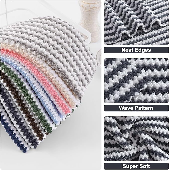 Homaxy Kitchen Towels, Ultra Soft and Absorbent Dish Towels, Reusable Fast
