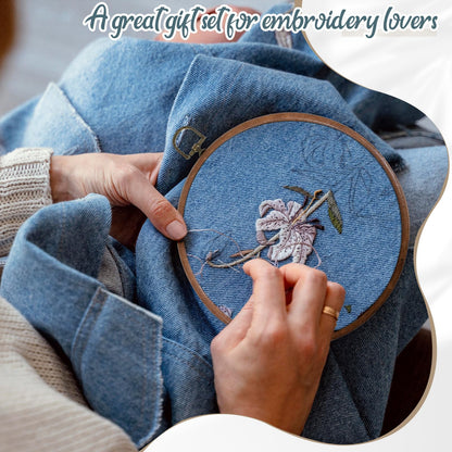 SHENLIU 15 Pcs 8 Inch Round Embroidery Hoops Frame, Cross Stitch Hoop Imitated Wood Embroidery Hoop Circle Rubber Ring Display for Art Craft Sewing and Christmas Ornaments