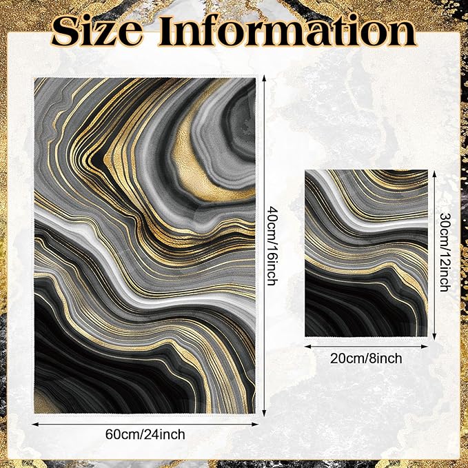 Boyiee Set of 6 Marble Kitchen Towels Gold Black Marble Tea Dish Towels 24 x 16