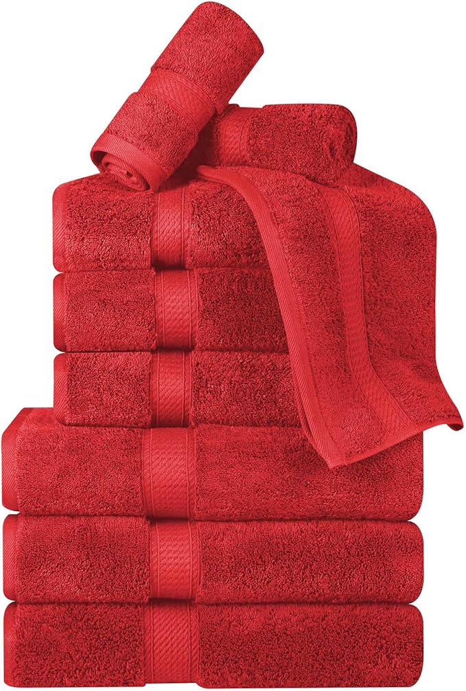 Superior Egyptian Cotton Pile 9 Piece Towel Set, Includes 3 Bath, 3 Hand