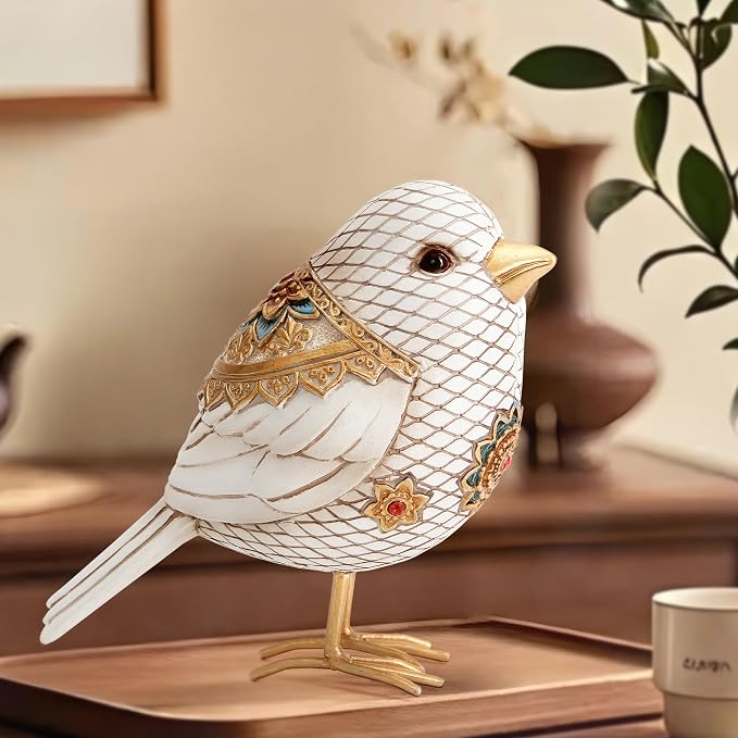 Bird Figuriens for Home Decor Accents,Boho Bird Statue Sculpture for Shelf Decor,Birds Decorations for Home Table Bookshelf Mantels Office,Vintage Animal Decor,Decorative Birds Gifts for Women