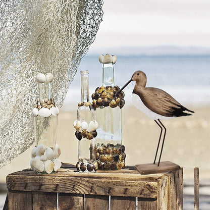 Morning View Wooden Sea Birds Decor Wood Seagull Statue Bird Figurines Seabird Statue Standing Seagulls Decorations Coastal Sculpture Nautical Beach Ocean Home Table Garden Yard Lawn Outdoor 11.5 Inch