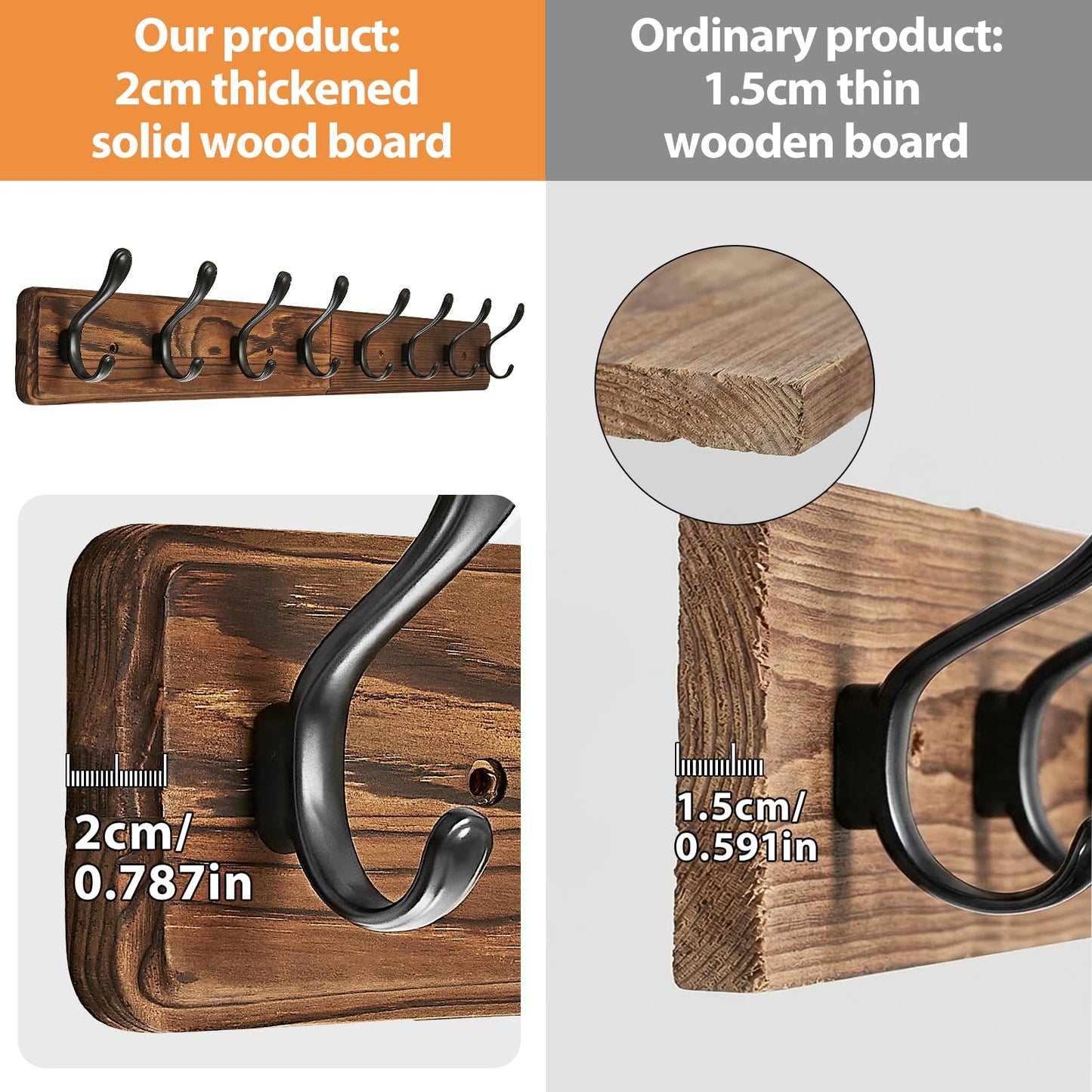 Ruiziiz Coat Rack Wall Mount，Hat Rack for Wal,l Hat and Towel Hanger for Hanging Coat, Bag, Key, Purse, Robe, for Entryway, (8 Hooks)