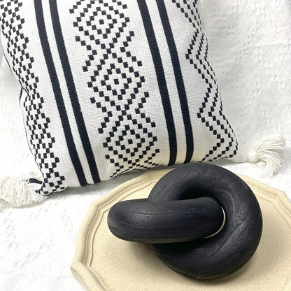 S-SNAIL-OO 2-Link Wood Chain / Knot Décor, Hand Carved Boho Bead Home Shelf Decor Suitable for Bedroom, Living Room, Coffee Table, Black