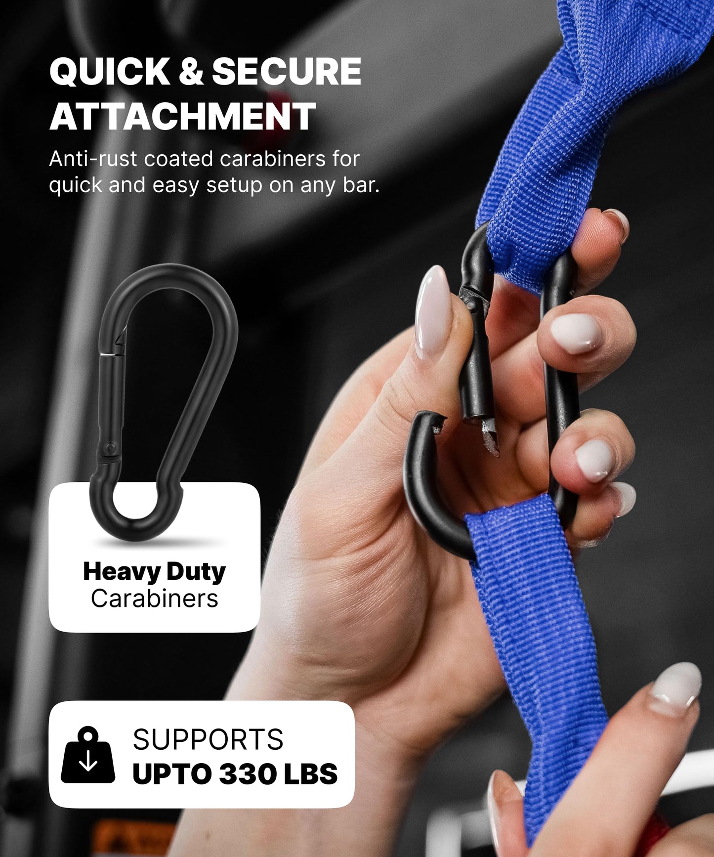 DMoose Fitness Hanging Ab Straps for Pull Up Bar & Core Strength Training - Soft Padded Exercise Straps for Ab Swing & Leg Raises, Hang Bar Strap with 2 Steel Carabiners - Abs Equipment for Home & Gym