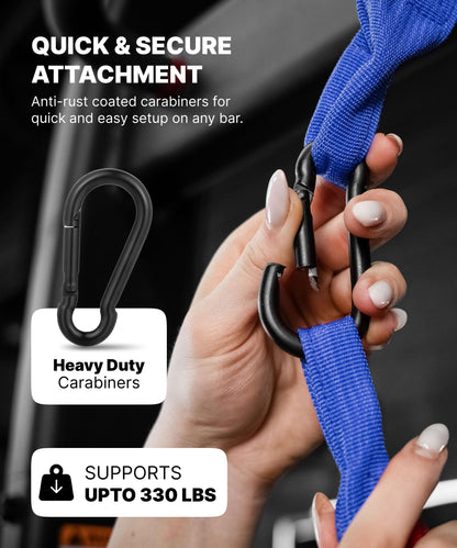 DMoose Fitness Hanging Ab Straps for Pull Up Bar & Core Strength Training - Soft Padded Exercise Straps for Ab Swing & Leg Raises, Hang Bar Strap with 2 Steel Carabiners - Abs Equipment for Home & Gym