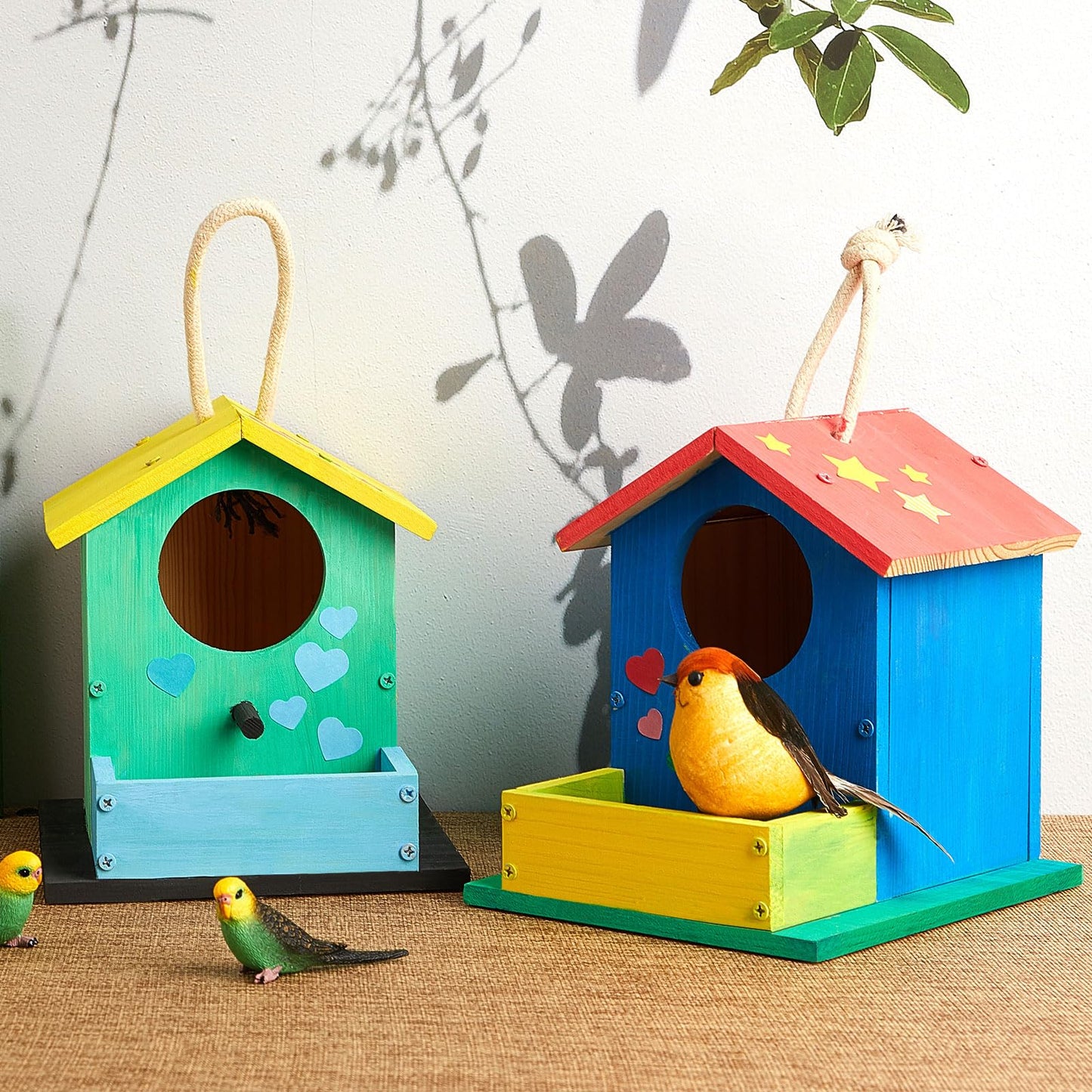 Liliful 6 Pack DIY Wooden Birdhouse Kit, Crafts for Kids and Adults, Bird House with Paint and Paintbrushes Painting Kits for Boys and Girls, Spring Birthday Classroom Gifts for Ages 4-8