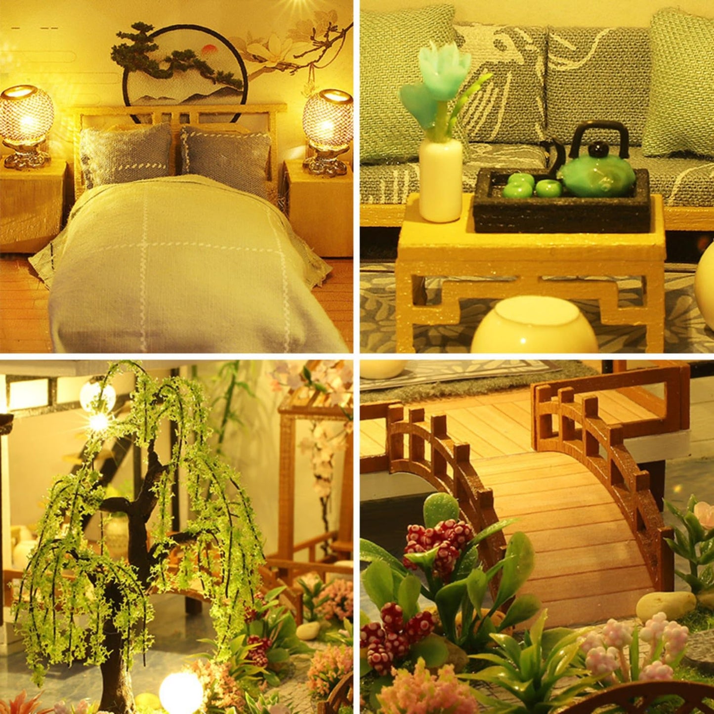 YSWOOD WORLD Miniature House Kit, Miniature Kit, Dollhouse Kit for Adults Teen, Mini House Kit for Birthday Christmas Father's Day, Bamboo Stream Garden
