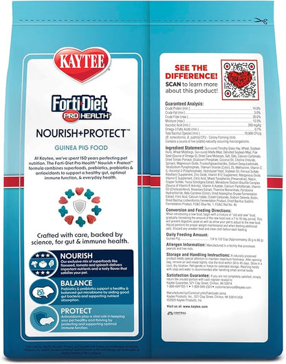Kaytee Forti-Diet Pro Health Nourish+Protect Guinea Pig Food, Comprehensive Nutrition Backed by Science, Digestive Health, Immune Support, 5 pounds