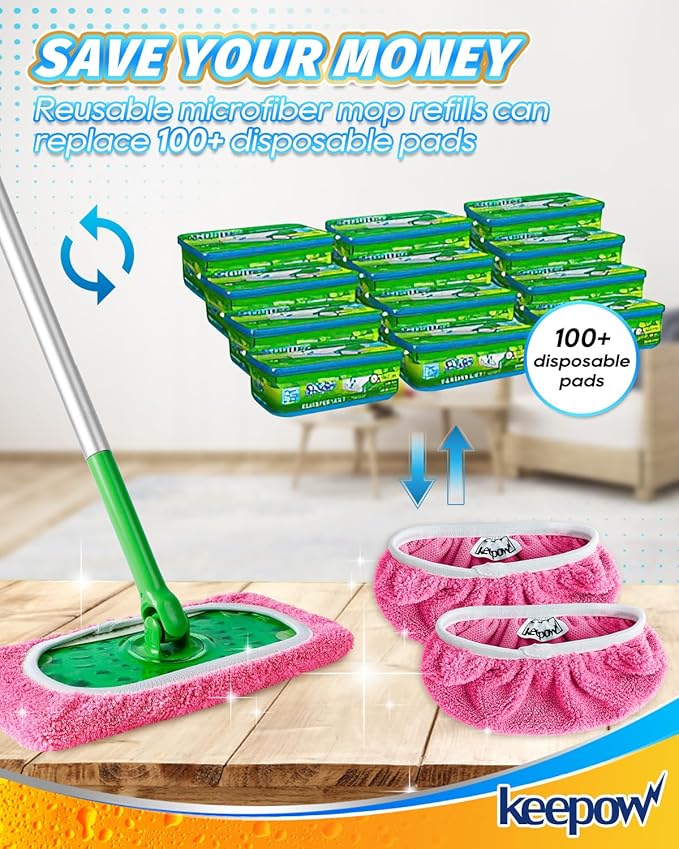 Keepow 8 Pack Reusable Mop Pads Compatible