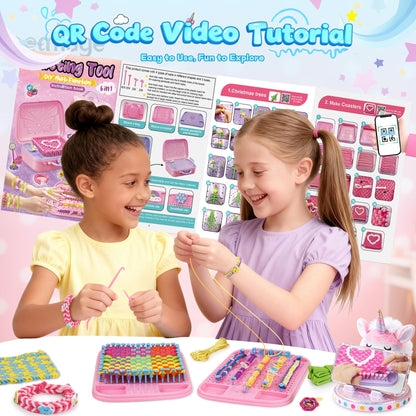 6-in-1 Friendship Bracelet Making Kit,Weaving Loom Kit Toys, 500+ Pcs Craft Kits For Kids,A multi-functional Weaving loom that can be used to make Bracelet, potholder, pendants, bags, hats and scarves