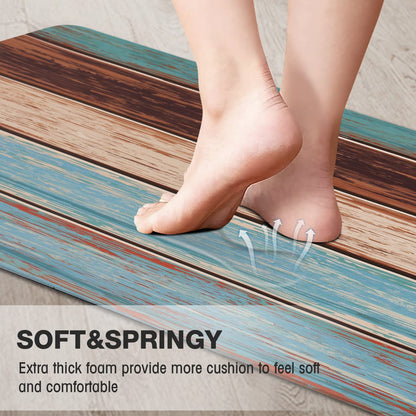 MAYHMYO Kitchen Rug Anti Fatigue Kitchen Mat Cushioned Farmhouse Kitchen Rugs Non Skid Waterproof Kitchen Rugs and Mats Retro Rustic Wood Texture Kitchen Mats for Floor Laundry Standing Desk Sink