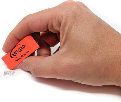 June Gold 28 Neon Colored Rubber Erasers - These All-Purpose erasers are Perfect for classrooms, Homes & Offices