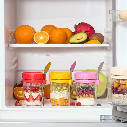 Danmu 16oz Overnight Oats Containers with Lids,Parfait Cups with lids Removable Dressing Cup & Spoon,Leak-Proof Parfait & Salad Jars for Breakfast,Office,Gym 6 Pack