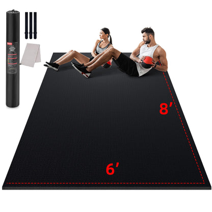 Large Exercise Mat for Home Workout,12‘x6’/10'x6'/9'x6'/8'x6'/7'x5'/6'x4' (7mm) Extra Thick Workout Mat, High-Density Gym Mat for Cardio, Jump Rope, MMA, Weights (Shoe-Friendly)