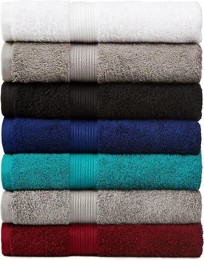 Amazon Basics 6-Piece Highly Absorbent Fade-Resistant Towel Set, 100% Cotton