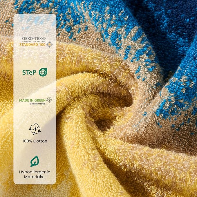 SEMAXE Colorful Bath Towel Set, 100% Cotton Bathroom Towels