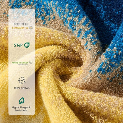 SEMAXE Colorful Bath Towel Set, 100% Cotton Bathroom Towels