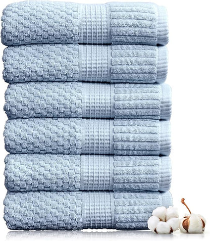 NY Loft 100% Cotton Hand Towel 6 Pack | Super Soft & Absorbent Quick-Dry Hand