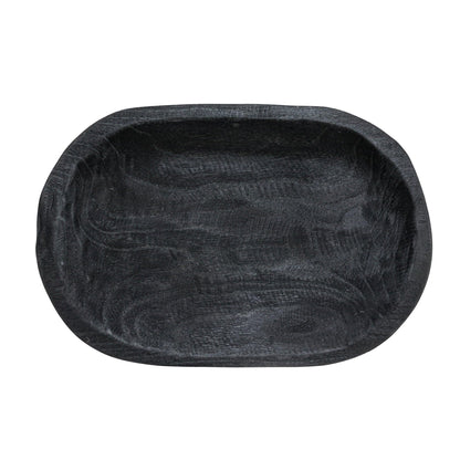 Bloomingville Hand-Carved Paulownia Wood Bowl, Black