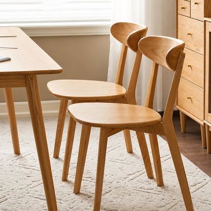 KATYGLORY Modern Dining Chairs, Oak Solid Wood Kitchen Chairs, Sturdy Wooden Seats for Dining Room and Living Room (2, Natural)