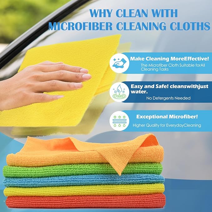 Microfiber Cleaning Cloth, 50 Pack Cleaning Rags