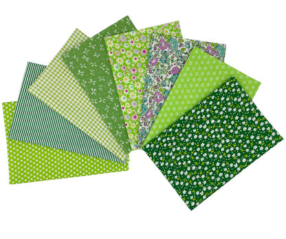 Jukway 8Pcs 20 x 20 Inch Sewing Fabric Squares, Cotton Crafts Fabric Bundles Floral Patterns Printed Tissue Patchwork Fabrics Square for Quilting, Home Décor, Scrapbooking, Handwork (Green)