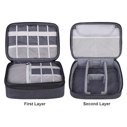 BUBM Electronic Organizer, Double Layer Travel Gadget Carry Bag for Cables, Plugs, Earphone, Flash Hard Drive and More--a Sleeve Pouch for iPad Mini(Medium, Black)