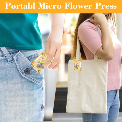 loghohu Micro Flower Press, Mini Flower Press with 20 Reusable Specimen Papers and Wrench Metal DIY Plant Presses Preservation Kit for Arts and Crafts Lovers