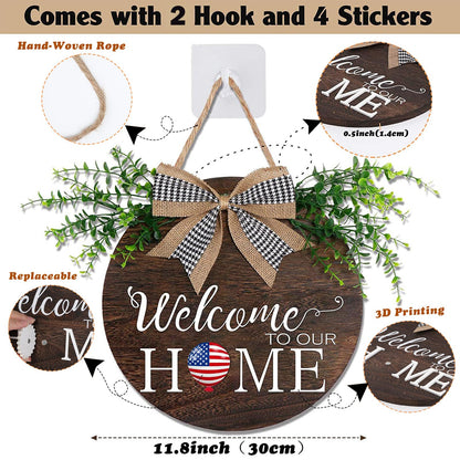Yonuni 12x12 Inch Interchangeable Welcome to Our Home Door Sign