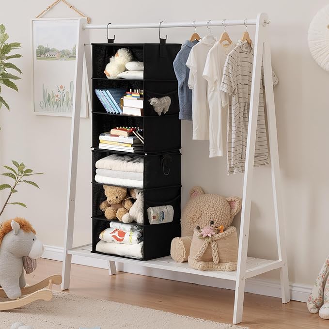 StorageWorks Hanging Closet Organizer 6-Shelf, Jumbo Separable Two 3 Shelf