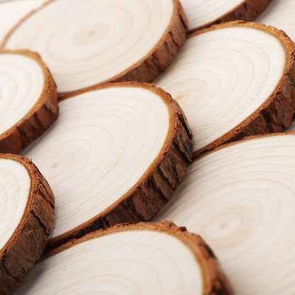Fuyit Unfinished Wood Slices with No Hole, 30 Pcs 2.4-2.8 Inches Natural Wooden Circles with Bark for DIY Crafts, Christmas Ornament, Decoration