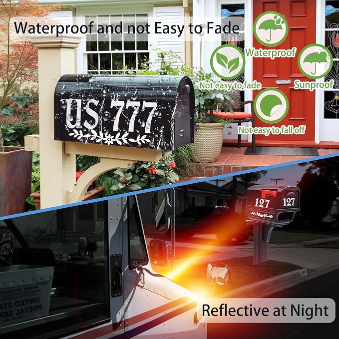 Reflective Mailbox Numbers Stickers for Outside,132 Pcs 3" Self Adhesive Letter and Number Stickers for Address Mailbox,White Vinyl Waterproof Stick on Address House Decals for House Sign Door Cars