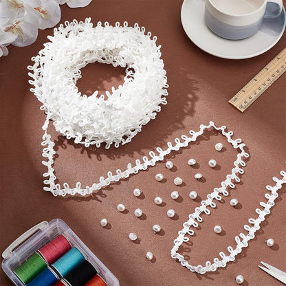 PH PandaHall 20 Yards White Wedding Dress Button Loops Petite Braid Trim Tassel Fringe Lace Trim with 60pcs Pearl Buttons Sewing Dress Zipper Extender for Costume Crafts Sewing Wedding Bridal Dress