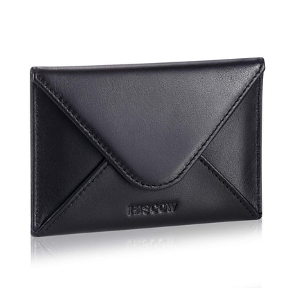 HISCOW Envelope Business Card Case with Magnet Closure - Italian Calfskin (Black)