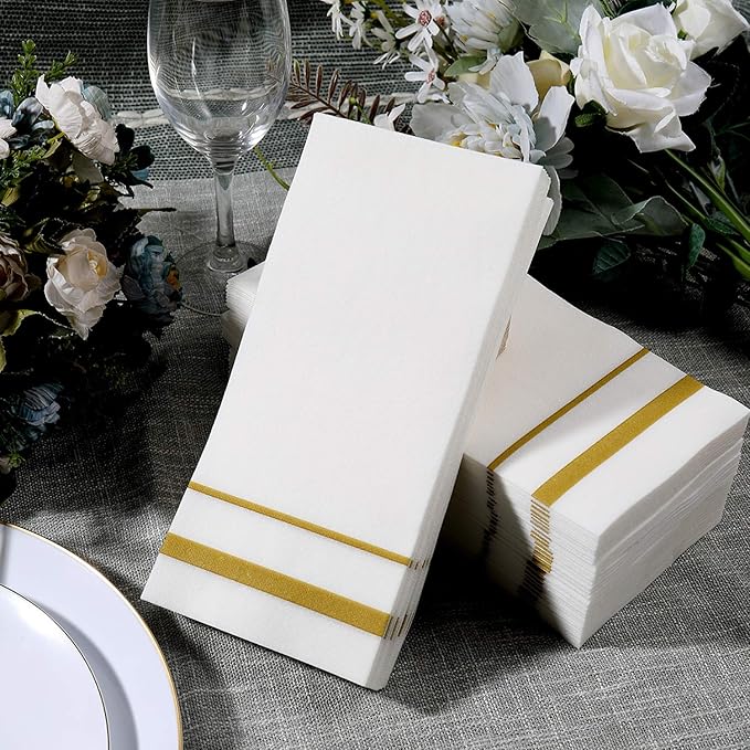 FOCUSLINE 200 Linen Feel Disposable Bathroom Napkins, Soft and Absorbent Paper