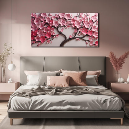 CPKATMT Flower Canvas Wall Art for Living Room Tree Pictures Wall Decor for Bedroom Pink Wall Art for Office Women Size 20 x 40 Inch