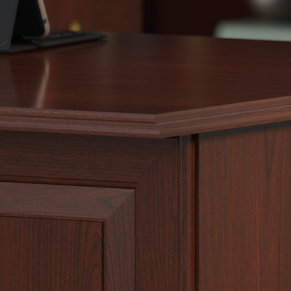 Bush Furniture Saratoga L Shaped Computer Desk and Bookcase Set in Harvest Cherry