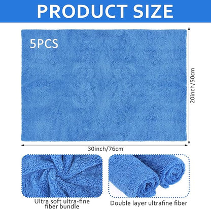 5 PCS Extra Large Microfiber Cleaning Cloth 30"x20", Washable Reusable Floor